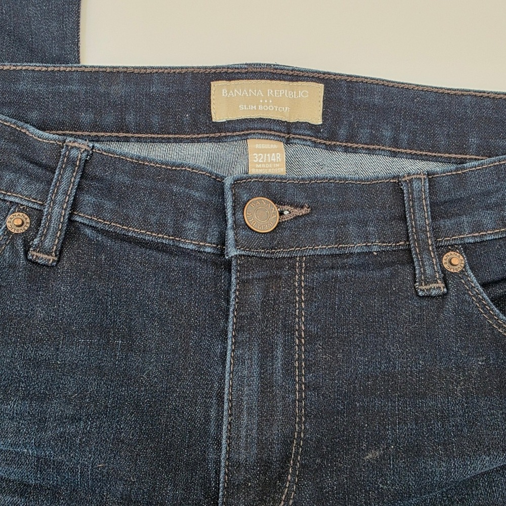 Banana Republic Slim Bootcut Jeans Dark Wash Denim Womens 32/14R Regular